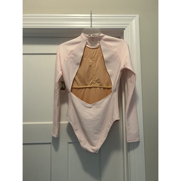 NEW J.CREW  Active ribbed long-sleeve one-piece Swimsuit Rash Guard size 6 pink - Picture 2 of 4